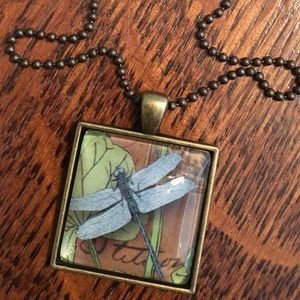 Blue Dragon Fly Pendant Necklace